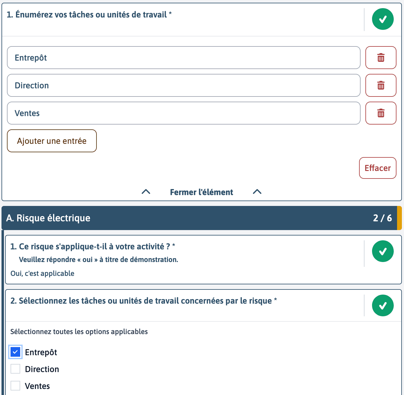 Champ texte lié à un ensemble de cases à cocher dans une matrice d’évaluation des risques