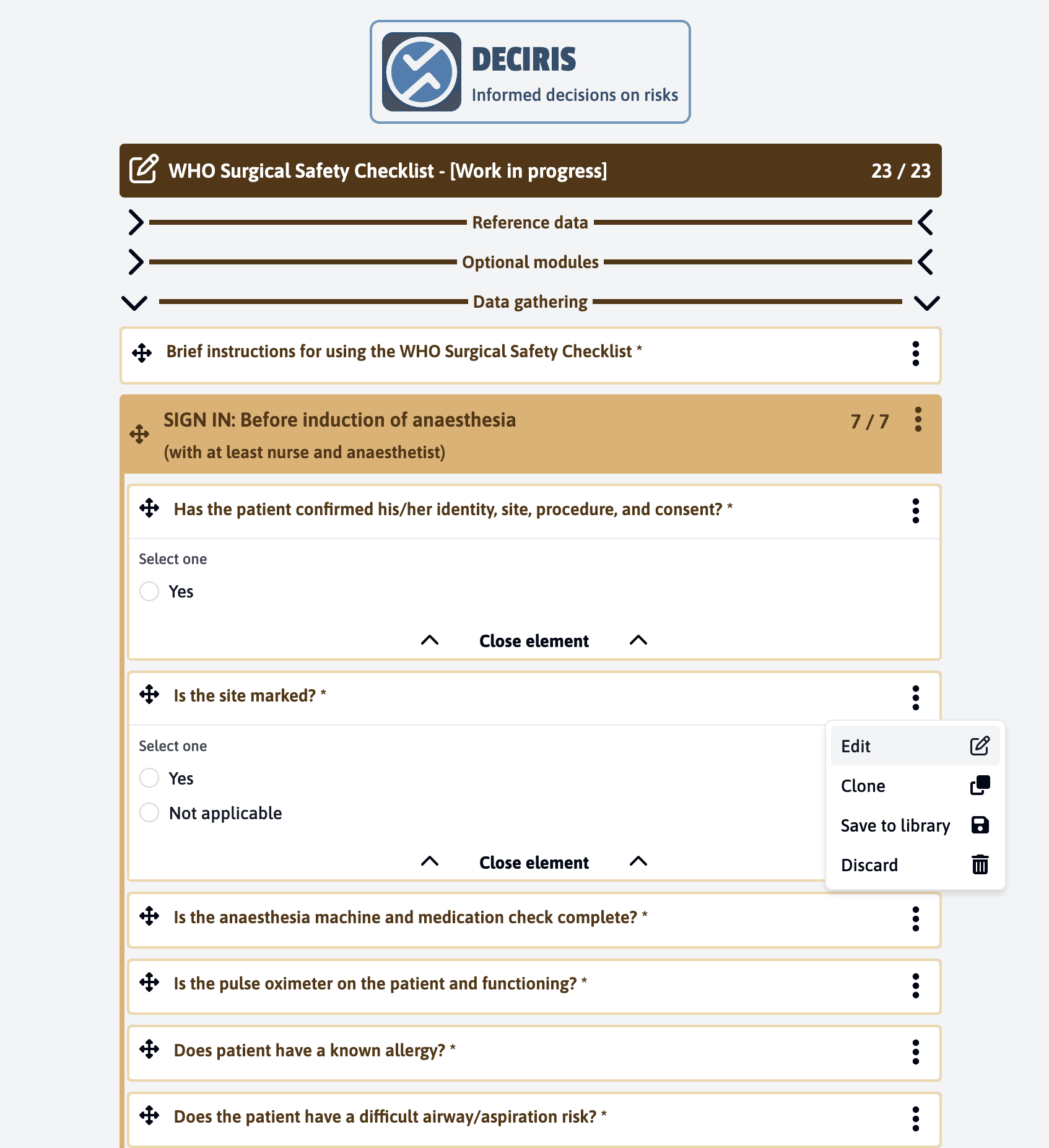 Digital WHO Checklist Implementation